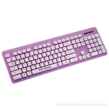 Wireless Washable Keyboard, Mini Receiver, Purple, Pink, Blue, Gray Can be Available